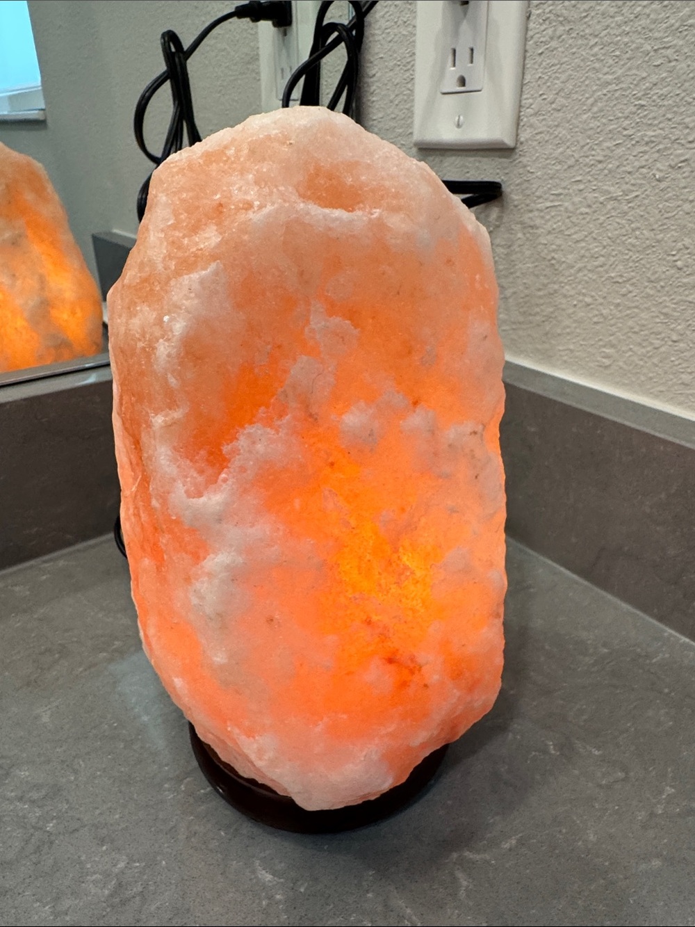 Himalayan Salt Lamp - Glowing Orange & White